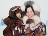 "Inuit Mother and Child!", Original Native Canadian Painting