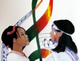 "Inuit Throat Singers", Original Native Canadian Painting
