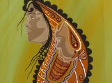 Woman Giving Birth , Paisley, Indigenous Painting, Acrylic on Canvas
