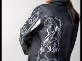 Hand Painted Leather Jacket, the Bear & the Turtle