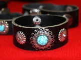 Indigenous Leather Bracelet with Metal Flower Decoration