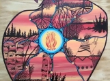 The Eagle Spirit Representing Love of Grandfathers, Indigenous Painting, Acrylic and Ink-work on Board Panel