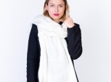 Chic Oversized White Alpaca Wool Shawl / Scarf (White)