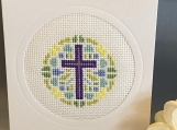 Sampler style Greeting Card with a Cross