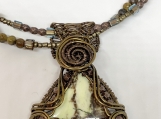Natural Lemon Chrysoparas pendant necklace, wire wrapped, copper