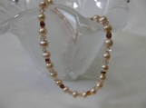 Peach Fresh Water Pearl and Crystal Necklace