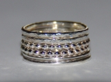 Beaded (dotted), smooth & hammered sterling silver stack rings