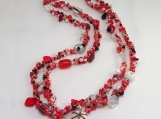 Not your grandmas Spiral rope necklace/Red Mix