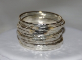 SET OF 9 handmade hammered sterling silver stackable rings