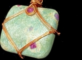 Ruby in Fuchsite with Ruby gem, wire wrapped, pendant