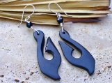 Beautiful Black Bone Fish Hook Earrings - Unique - Tribal Inspired