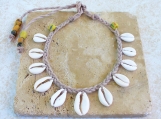 Beige Cowrie Shell Necklace Nigerian White Matte Shells