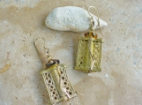 Brass Lattice Baule Rectangle African Trade Bead Earrings