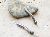 Brass Tube and Pyrite Earrings - Beautiful - Trendy