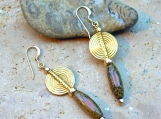 Dyed Bamboo Bead Earrings with Vermeil Gold Discs and Gold Filled Beads - Beautiful Lightweight Earrings