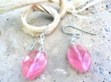 Faceted Rose Quartz Leaf Earrings