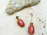 Goldstone Bead and Aurum Crystal Dangle Earrings - Beautiful Dangle Earrings - Elegant