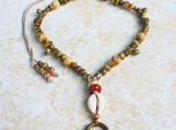 Horn Bone Brass Copper Jasper Cowrie Shell Necklace