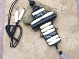 Quartz Cracked Crystal, Buffalo Horn, Carved Bone Bead Necklace - Unisex - UNIQUE