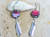 Sterling Silver Feather Faceted Bead Earrings