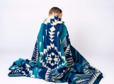 Native Tribal Alpaca Wool Picnic Boho Blanket / Throw (Teal, Queen) (teal)