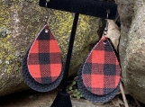 Buffalo Check Faux Leather Earrings