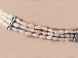 Triple Strand Stretch Anklet of Freshwater Rice Pearls