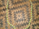 Frosted Green & White Glass Beaded Necklace and Bracelet 