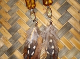 Gold Bead and Pheasant Feather Earrings