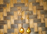 Gold Hand Blown Glass  Bead Earrings