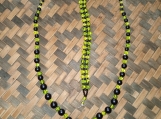 Green & Black Glass Beaded Necklace and Bracelet 