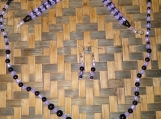 Lilac & Black Beaded Necklace, Bracelet, & Earring Set