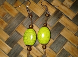 Rose & Green Bead Earrings