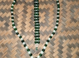 Emerald Green & White Glass Beaded Necklace and Bracelet