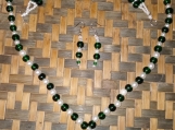 Emerald Green & White Glass Beaded Set