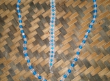 Frosted Blue & Clear Glass Bead Necklace and Bracelet