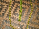 Frosted Green & Gold Glass Beaded Necklace and Bracelet 