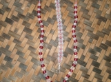 Frosted Red & Clear Beaded Necklace and Bracelet 