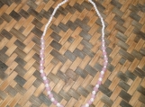 Rose Pink & White Beaded Necklace and Bracelet 
