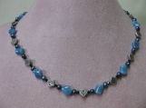 Celtic Knot and Blue Pearl and Crystal Necklace