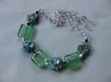 Light Green Chunky Glass and Shell Necklace