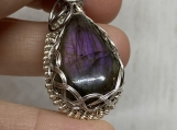 Purple Labradorite silver pendant 