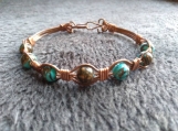 Turquoise and copper bangle bracelet
