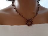 Freshwater Pearl Crystal Beadwork Choker Pendant Necklace