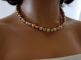 Silver And Gold Glass Pearl Necklace