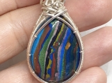 Silver pendant, wire wrap pendant, rainbow, handmade, for her
