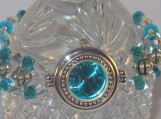 Aqua and Clear Crystal Silver Watch