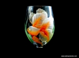 Goldfish Wine Glass, Hand Painted, Dishwasher Safe 