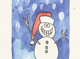 "Snowman" Greeting Cards with Envelopes,  Watercolor (4 Cards)