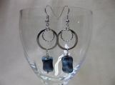 Blue Black Swirl Earrings